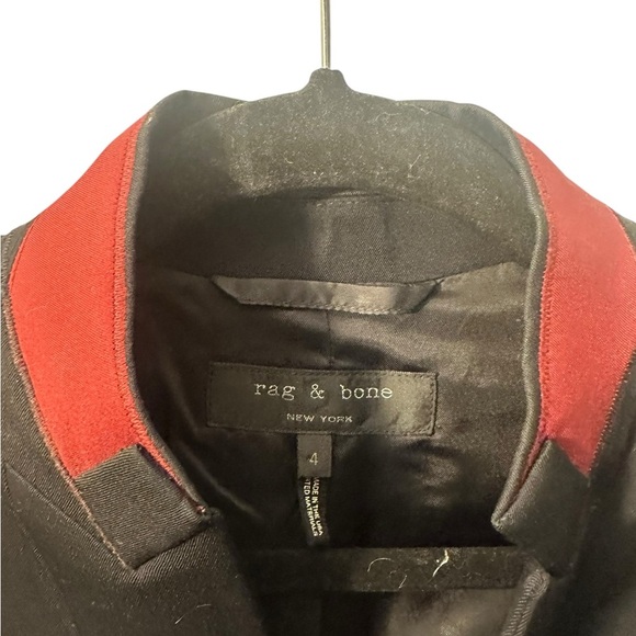 Rag & Bone archer one button wool-blend blazer with red inverted upcollar size 4 - Picture 5 of 6